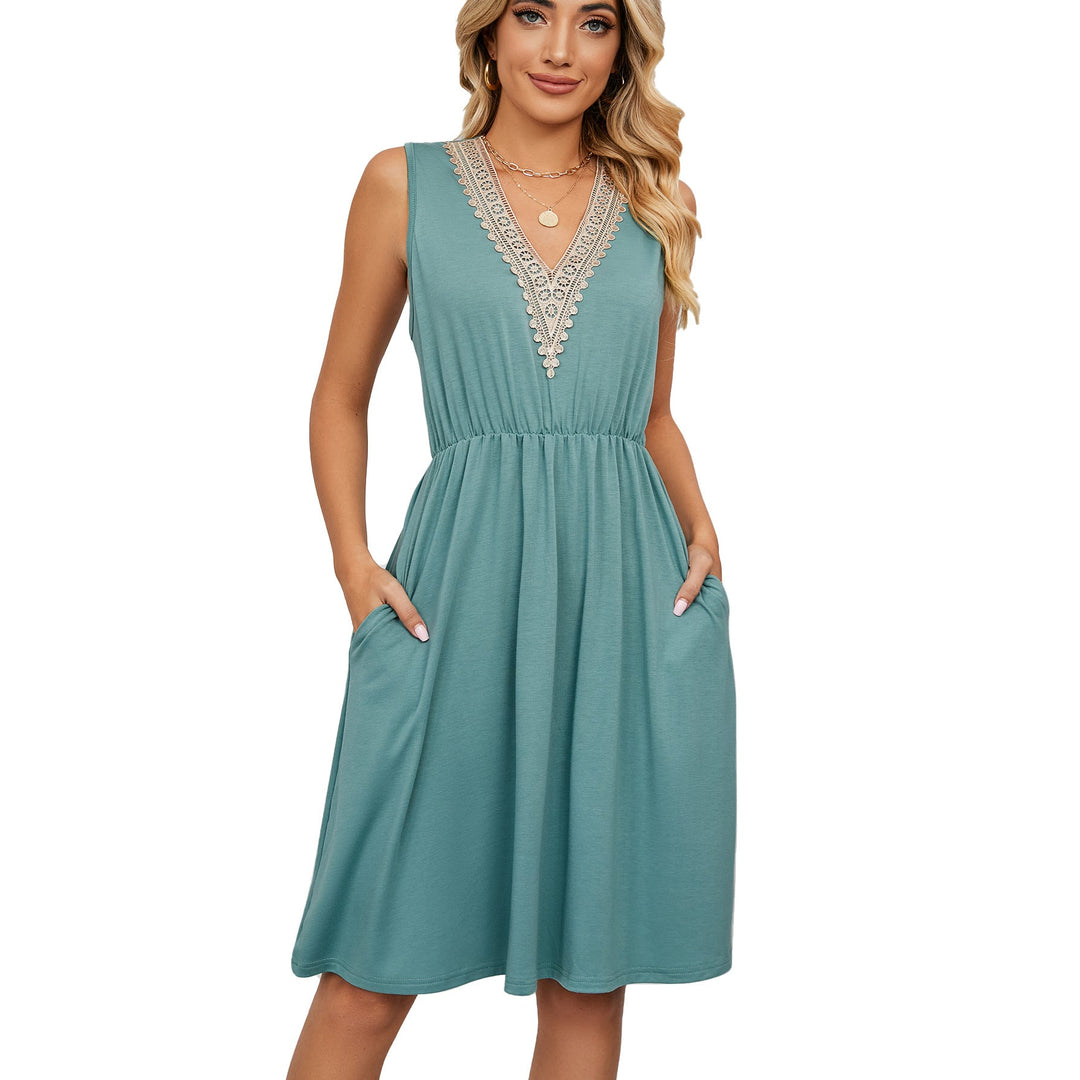 Isabella Hartley | Lace Trim V-Neck Midi Dress For Women