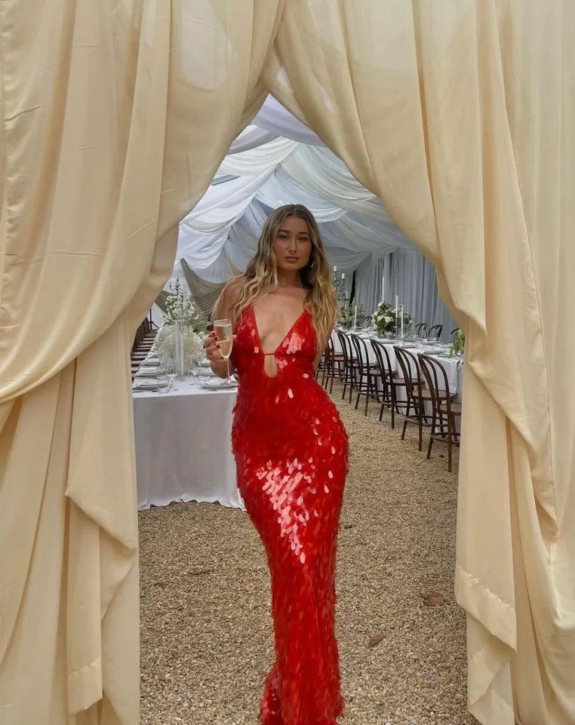 Kalea | Women’s Glitter Sequins Dress with Open-Back