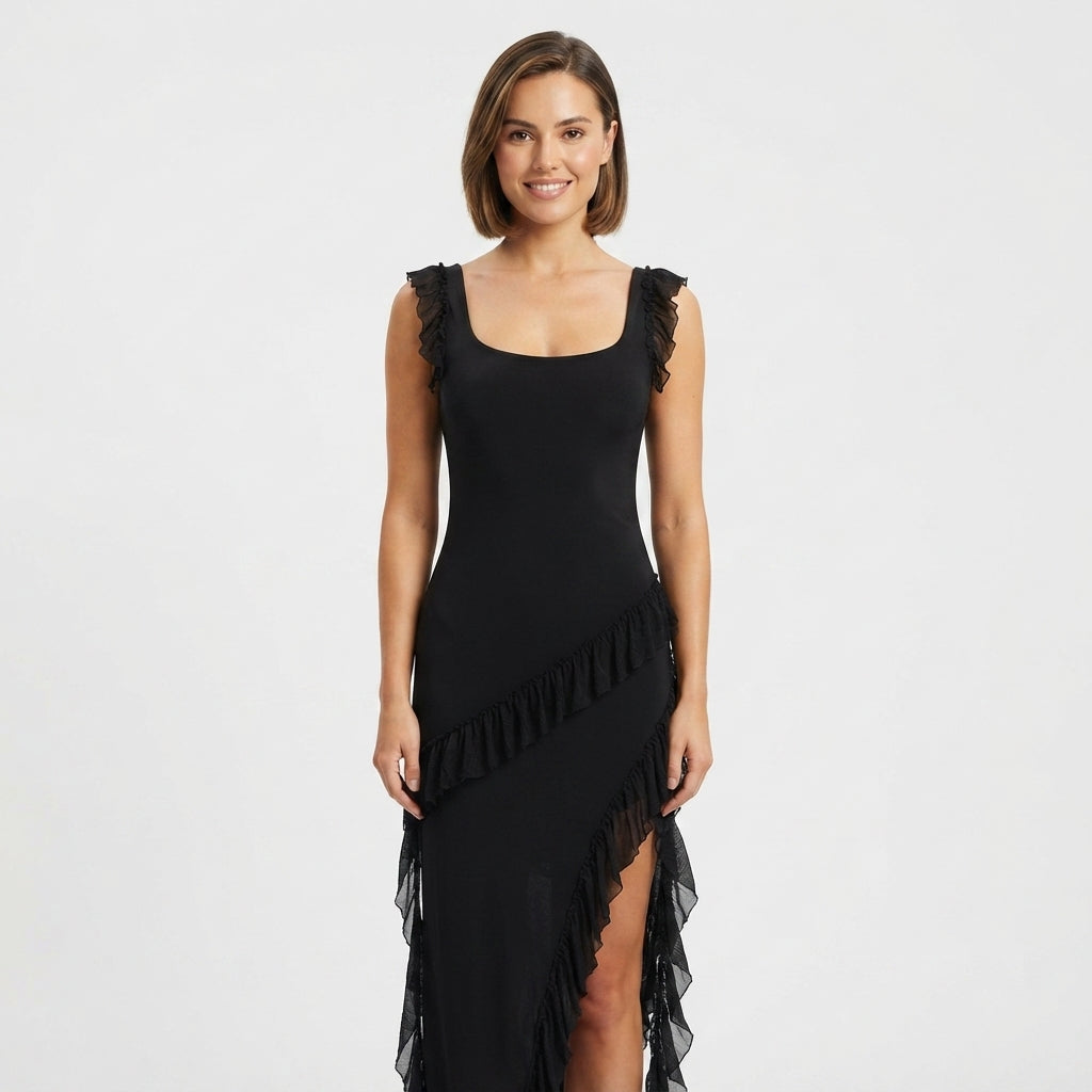 Adelaide Cross | Formal Ruffle Maxi Dress For Women