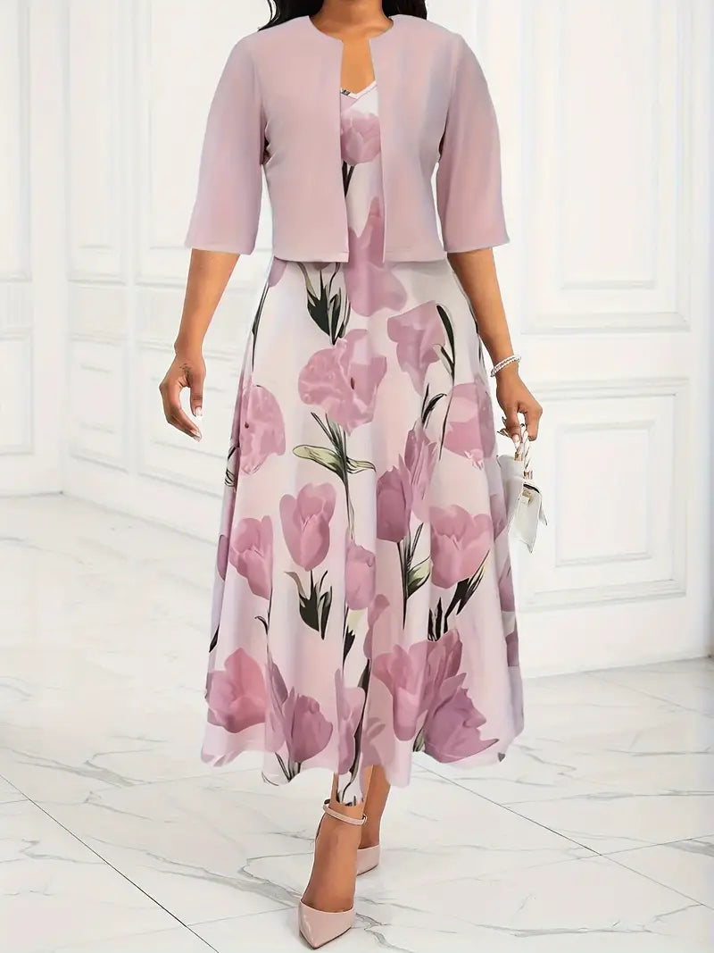 Adrianna | Women’s Floral Maxi Dress Set with Cardigan