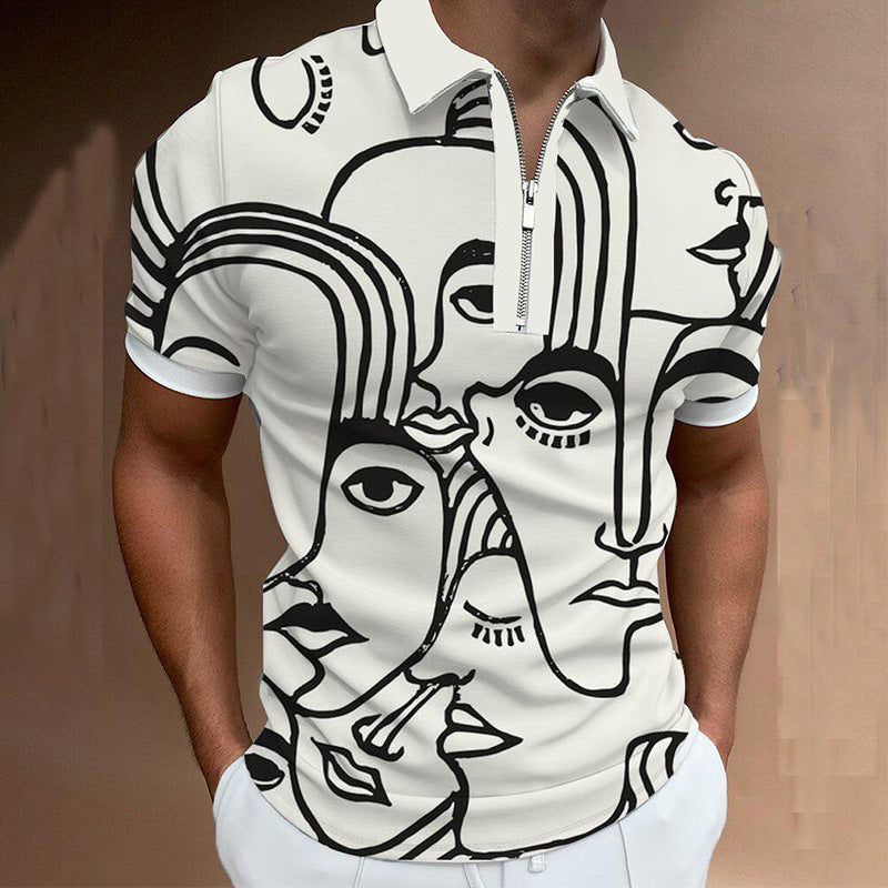 Lachlan Turner | Camo Print Zip Polo Shirt For Men