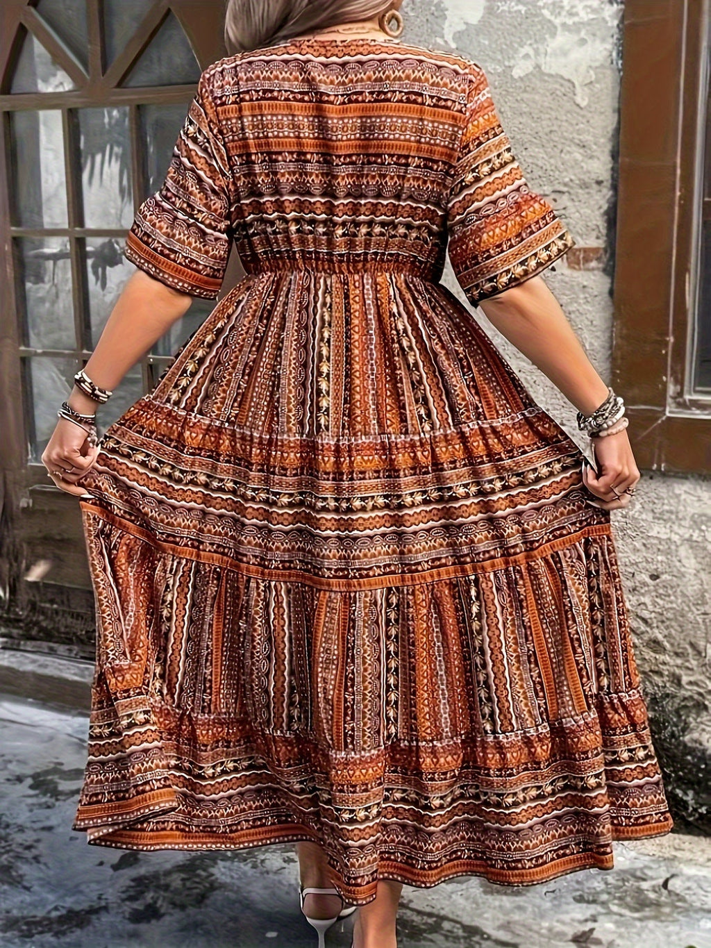 Sylpha | Women’s Ethnic Print Dress with Flowing Silhouette