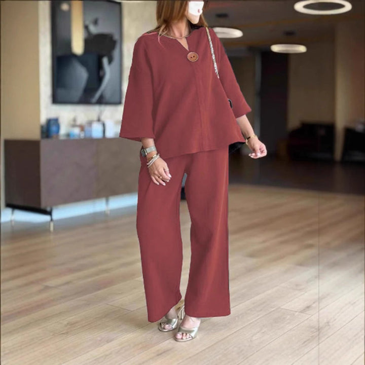 Phoebe Collins | Linen Tunic &amp; Wide Leg Palazzo Pants Set For Women