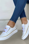 Harlow | Women’s Lace-Up Flatform Sneakers with Gold Chain