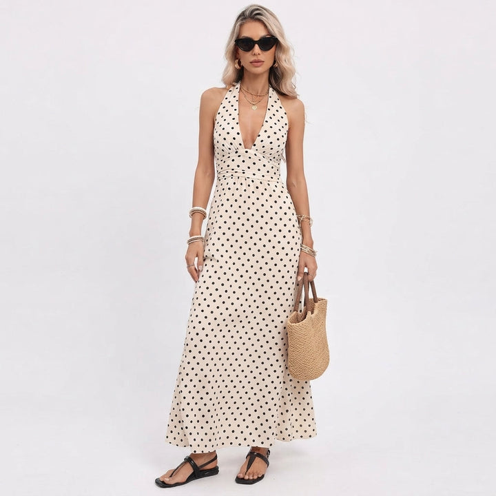 Amelia Clarke | Polka Dot Halter Summer Dress For Women