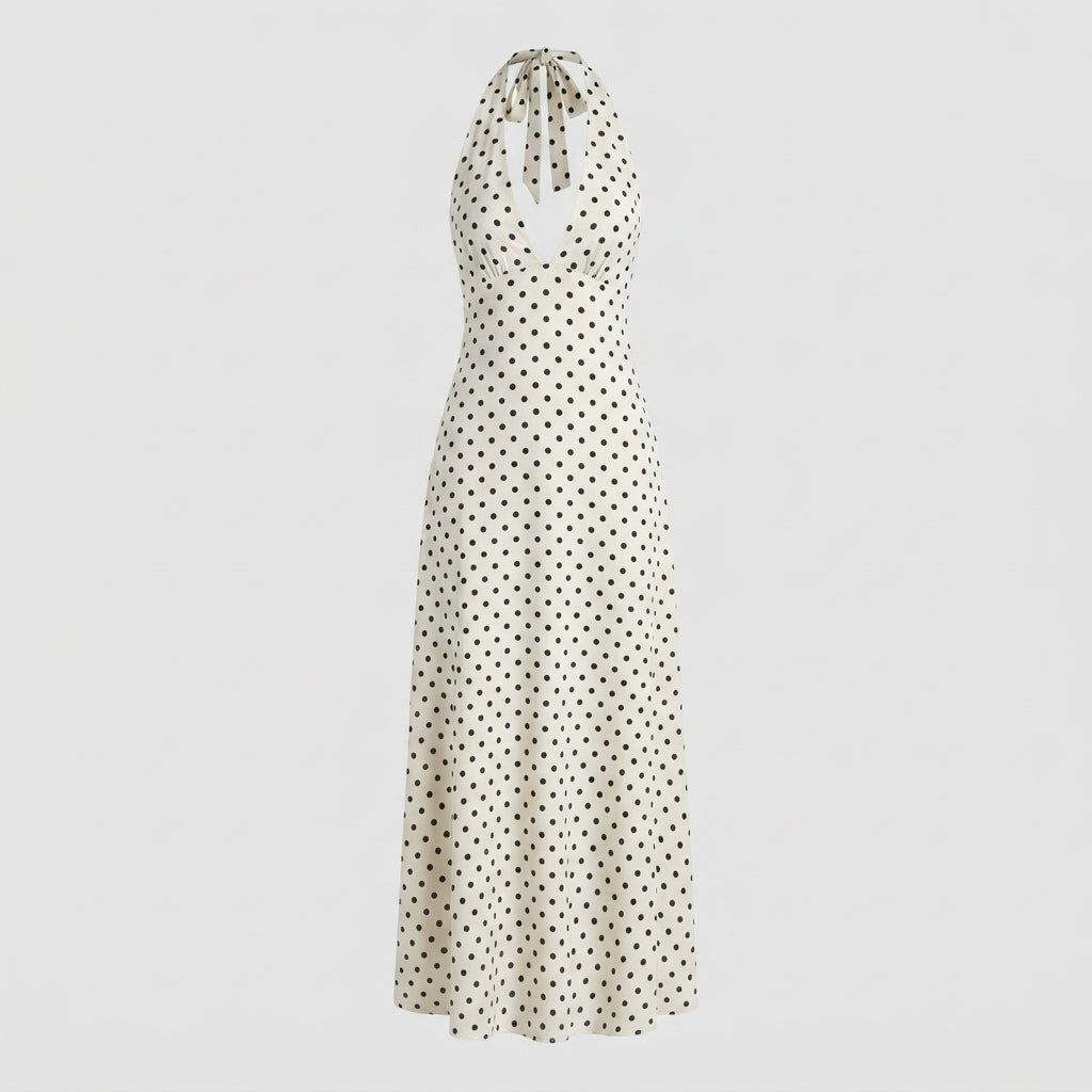 Amelia Clarke | Polka Dot Halter Summer Dress For Women