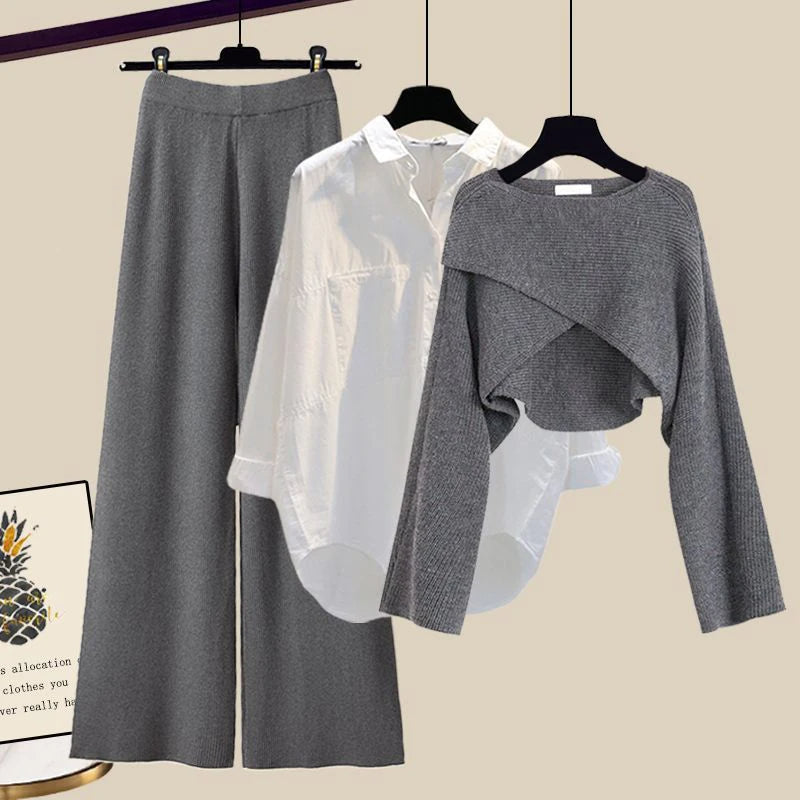 Anastasia | Women’s Three Piece Cardigan Set with Wide-Leg