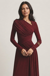 Arabella Kingston | Asymmetric Ruched Long Sleeve Evening Maxi Dress For Women