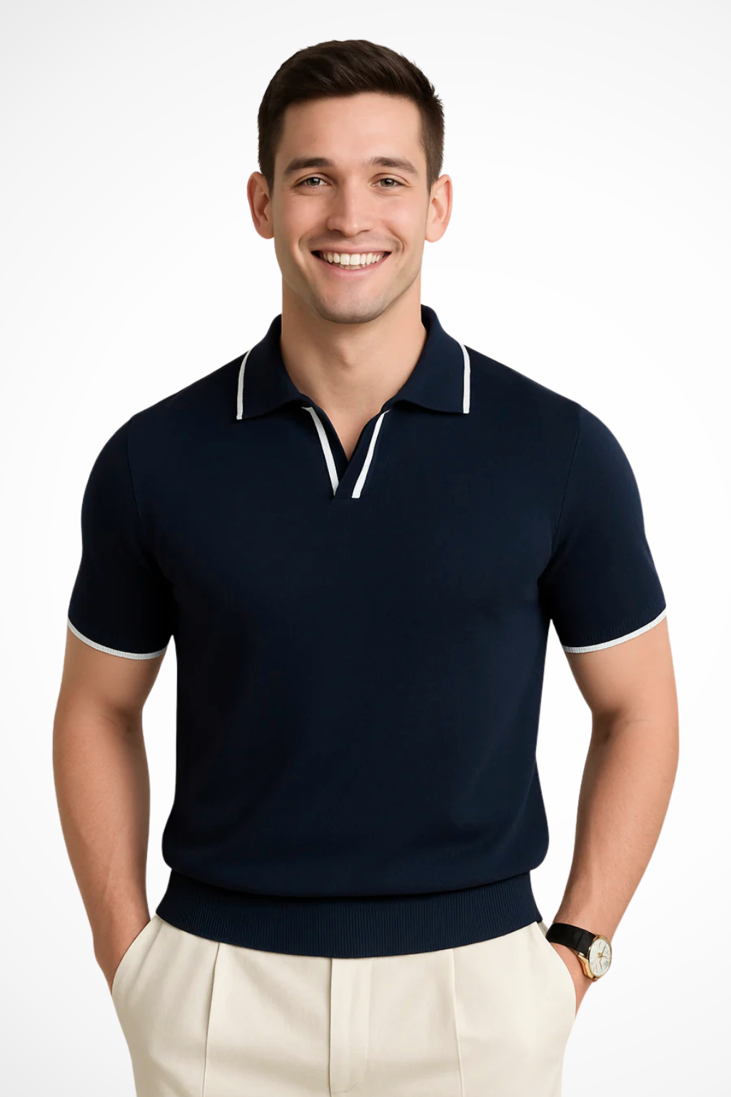 Archer Whitfield | Slim Fit Knit Polo Shirt For Men