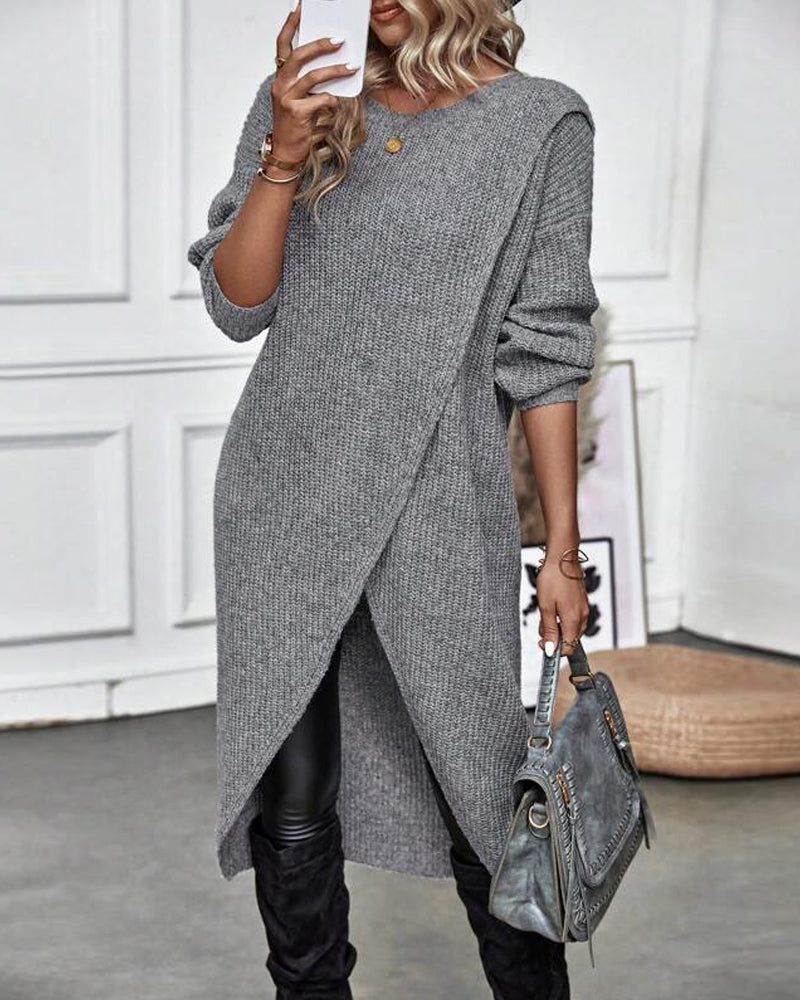 Artemis | Women’s Asymmetrical Tunic Sweater with Diagonal Hem