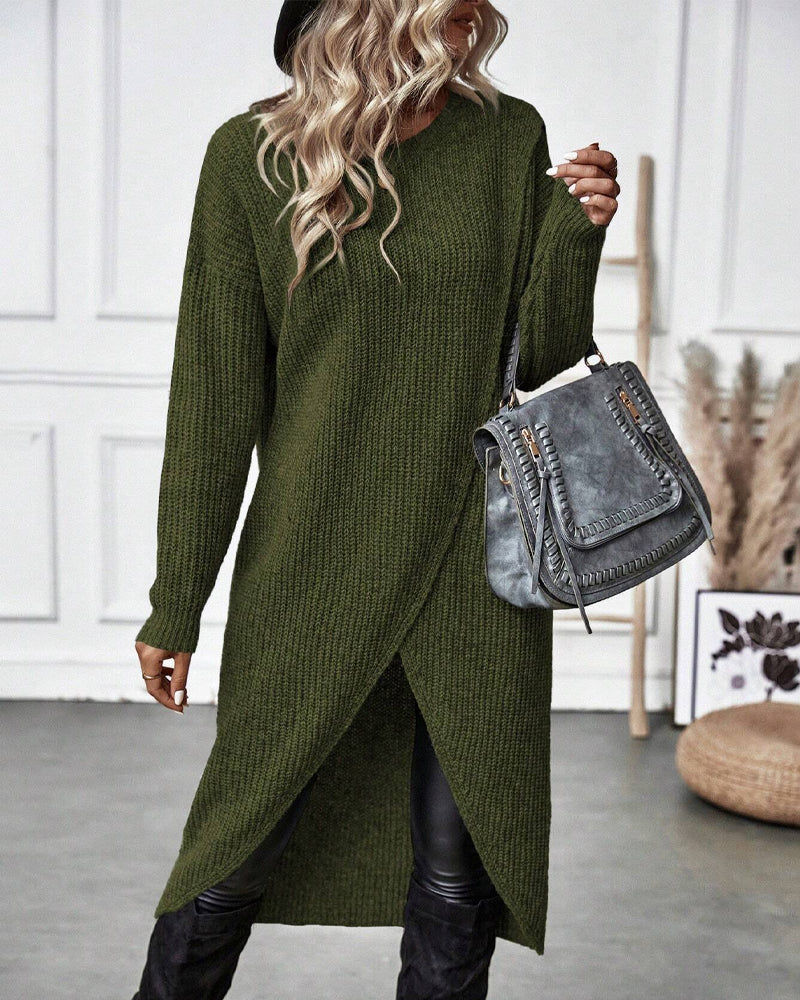 Artemis | Women’s Asymmetrical Tunic Sweater with Diagonal Hem