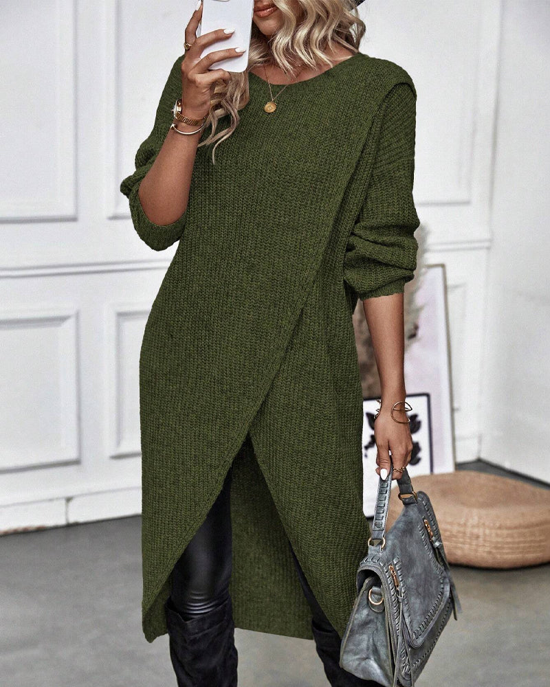 Artemis | Women’s Asymmetrical Tunic Sweater with Diagonal Hem