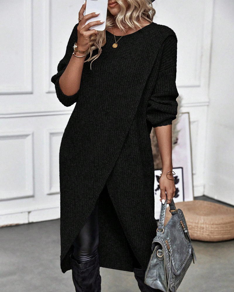Artemis | Women’s Asymmetrical Tunic Sweater with Diagonal Hem
