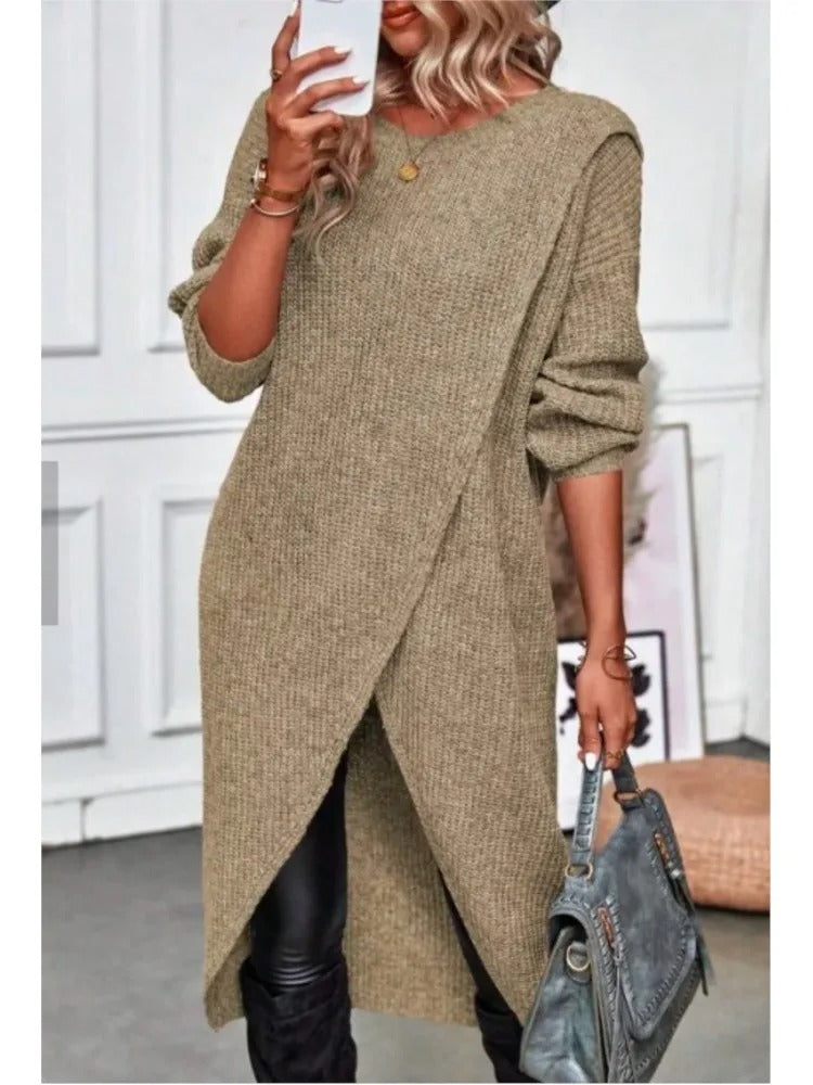 Artemis | Women’s Asymmetrical Tunic Sweater with Diagonal Hem