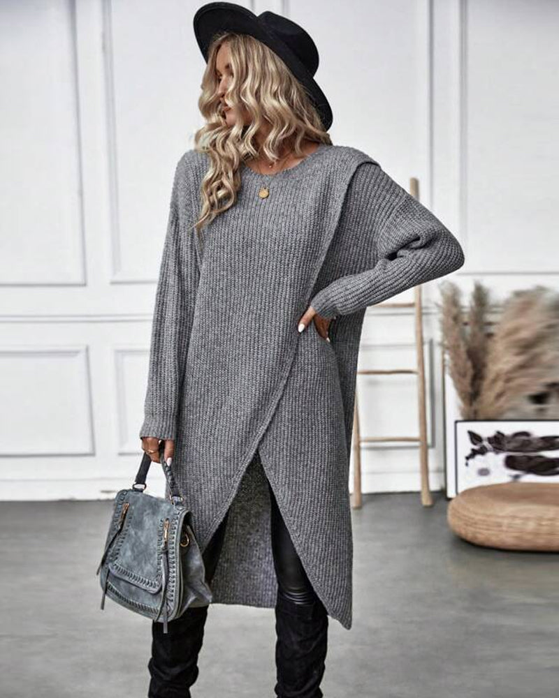 Artemis | Women’s Asymmetrical Tunic Sweater with Diagonal Hem