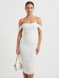 Audrey Flemming | Off-Shoulder Ruched Midi Dress For Women