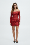 Ava Pemberton | Red Sequin Off-Shoulder Mini Dress For Women