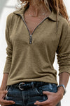 Casey | Women's Half Zip Collar Long Sleeve Knit Pullover Top
