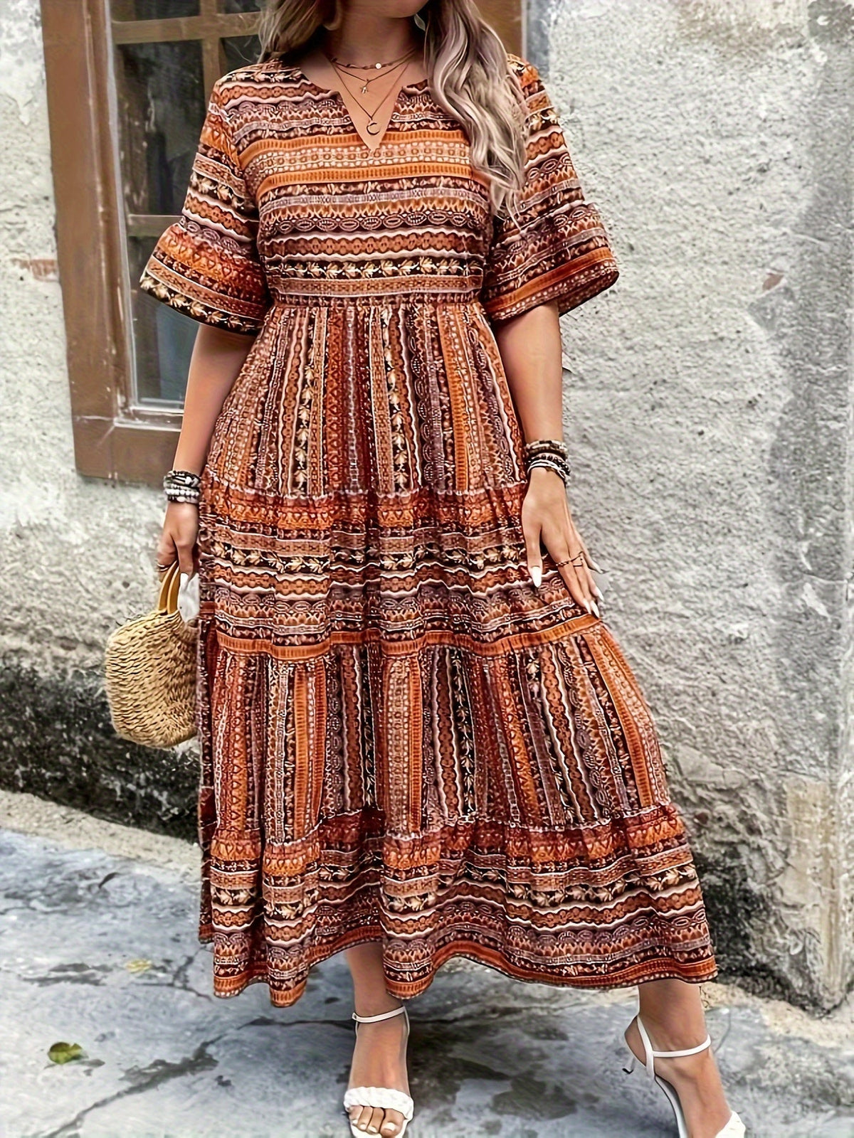 Sylpha | Women’s Ethnic Print Dress with Flowing Silhouette