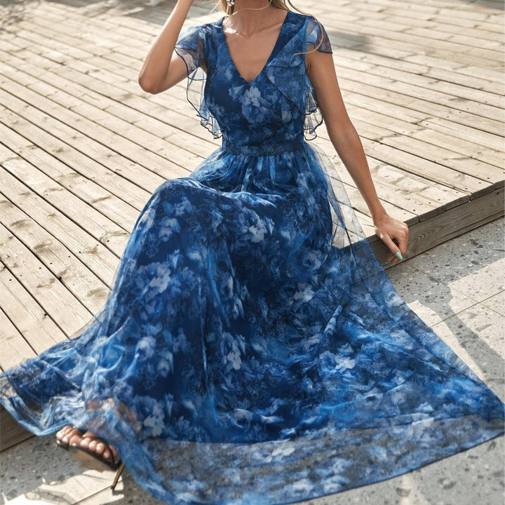 Isabella Reeves | Floral Graduation Dress With Tulle Overlay For Women