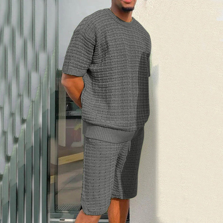 Blake Sutton | Textured Knit Shirt &amp; Shorts Set For Men