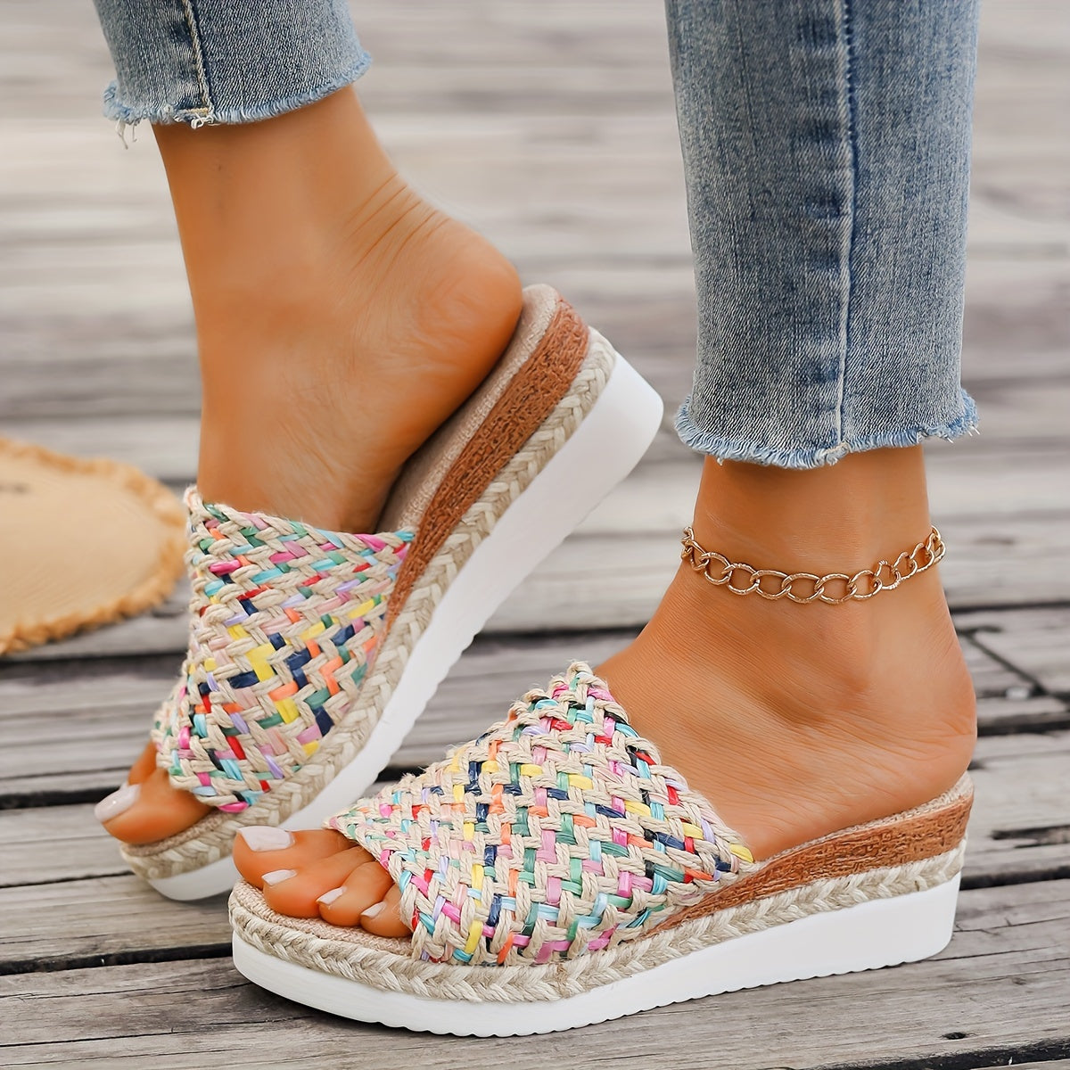 Solari | Women’s Woven Wedge Sandals with Cushioned Insole