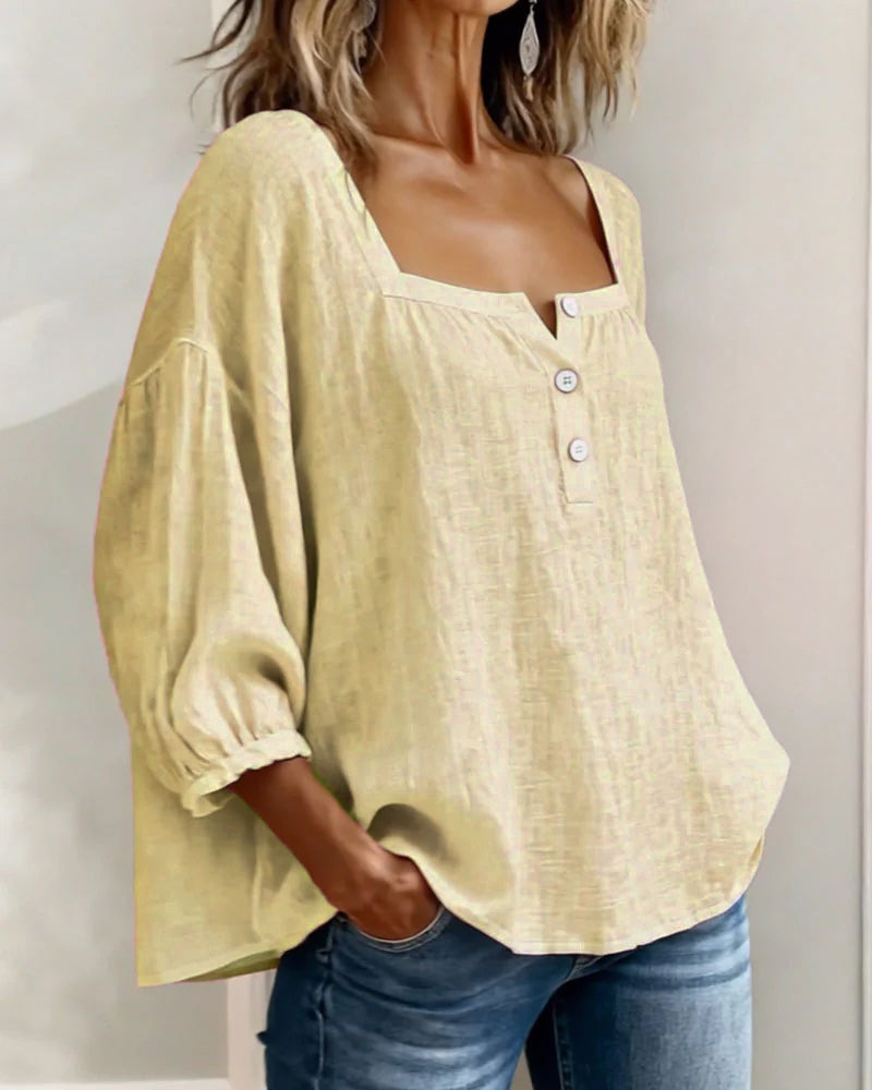 Daisy | Women’s Puff Sleeve Blouse with Square Neck