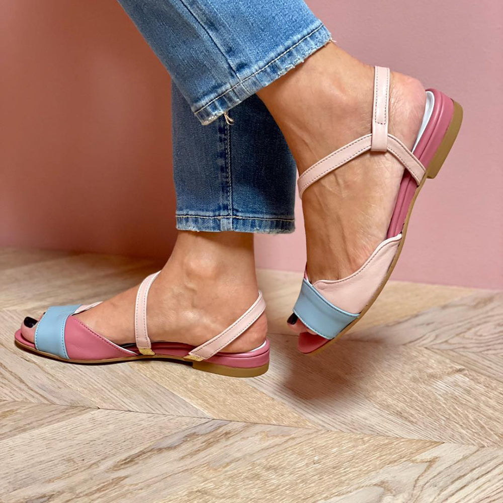 Brielle | Women’s Colour Block Sandals with Low Heel