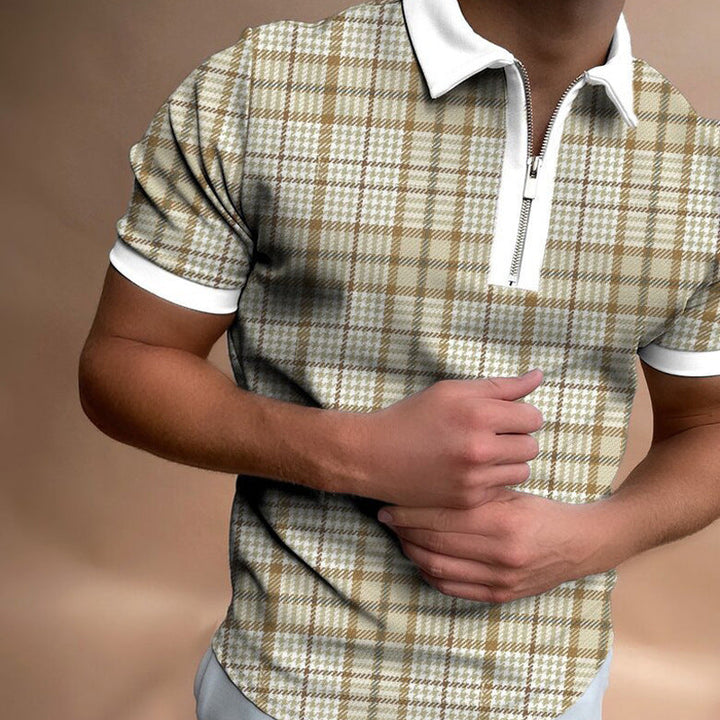 Lachlan Turner | Camo Print Zip Polo Shirt For Men