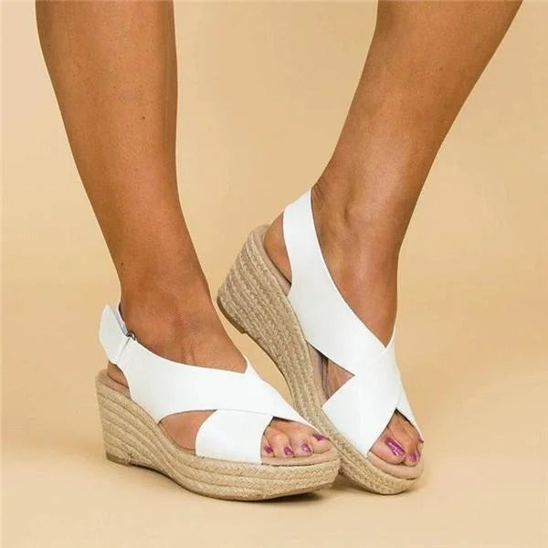 Carmen | Women’s Cross-Strap Espadrille Wedge with Open-Toe