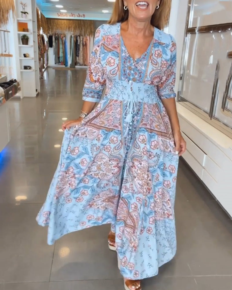 Helia | Women’s Floral Maxi Dress with V-Neck