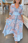 Helia - Holiday Dress with V-Neck and 3/4 Sleeves
