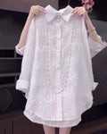 Anneliese | Women’s Embroidered Solid Shirt with Dropped Shoulders
