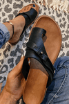 Cleo | Women's Flat Toe Loop Sandals Cushioned Footbed Summer Slides