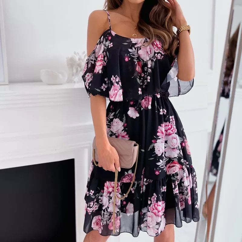 Amelia Hughes | Floral Ruffled Summer Dress For Women