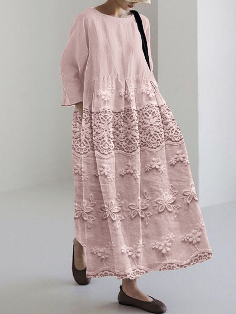 Anika | Women’s Delicate Floral Maxi Dress with Embroidery