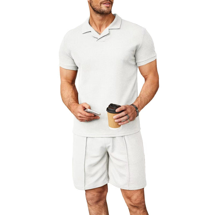 Grady Thornton | Waffle Knit Polo Shirt &amp; Shorts Set For Men