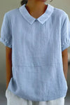 Bea | Women's Linen Collared Short Sleeve Top Relaxed Fit