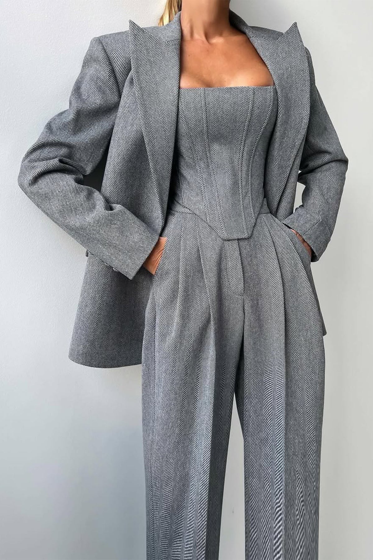 Bellamy | Women’s Three Piece Suit with Herringbone Weave