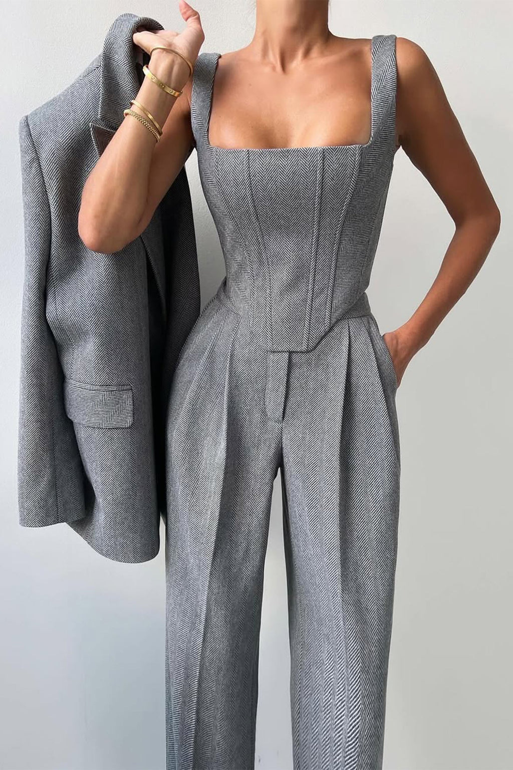 Bellamy | Women’s Three Piece Suit with Herringbone Weave