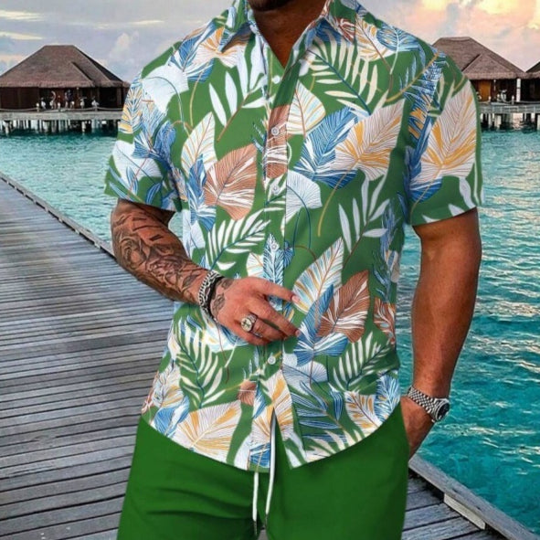 Dylan Foley | Tropical Print Shirt And Shorts Set For Men
