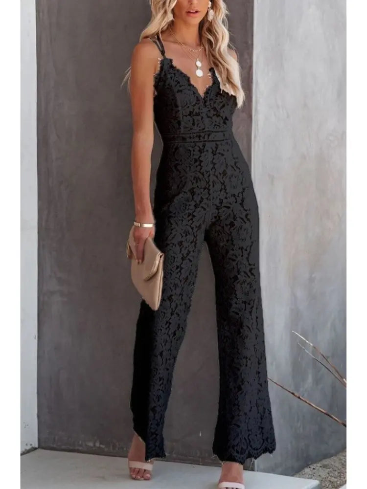 Bianca | Women’s V Neck Jumpsuit with Wide Leg