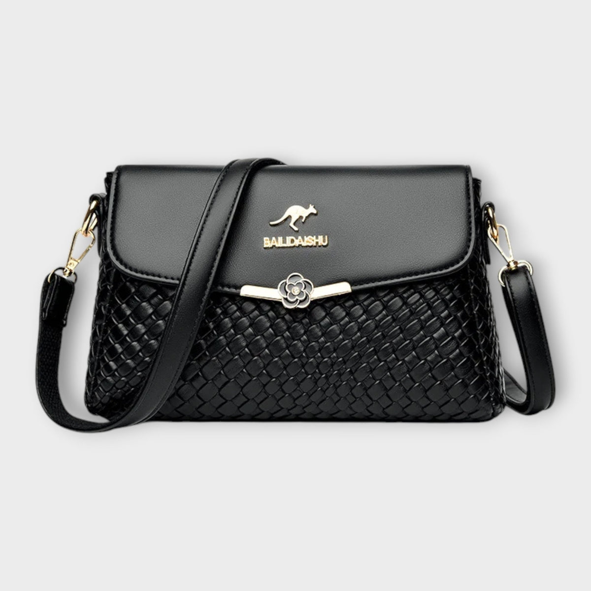 Clara | Women’s Woven Crossbody Bag with Flap Closure
