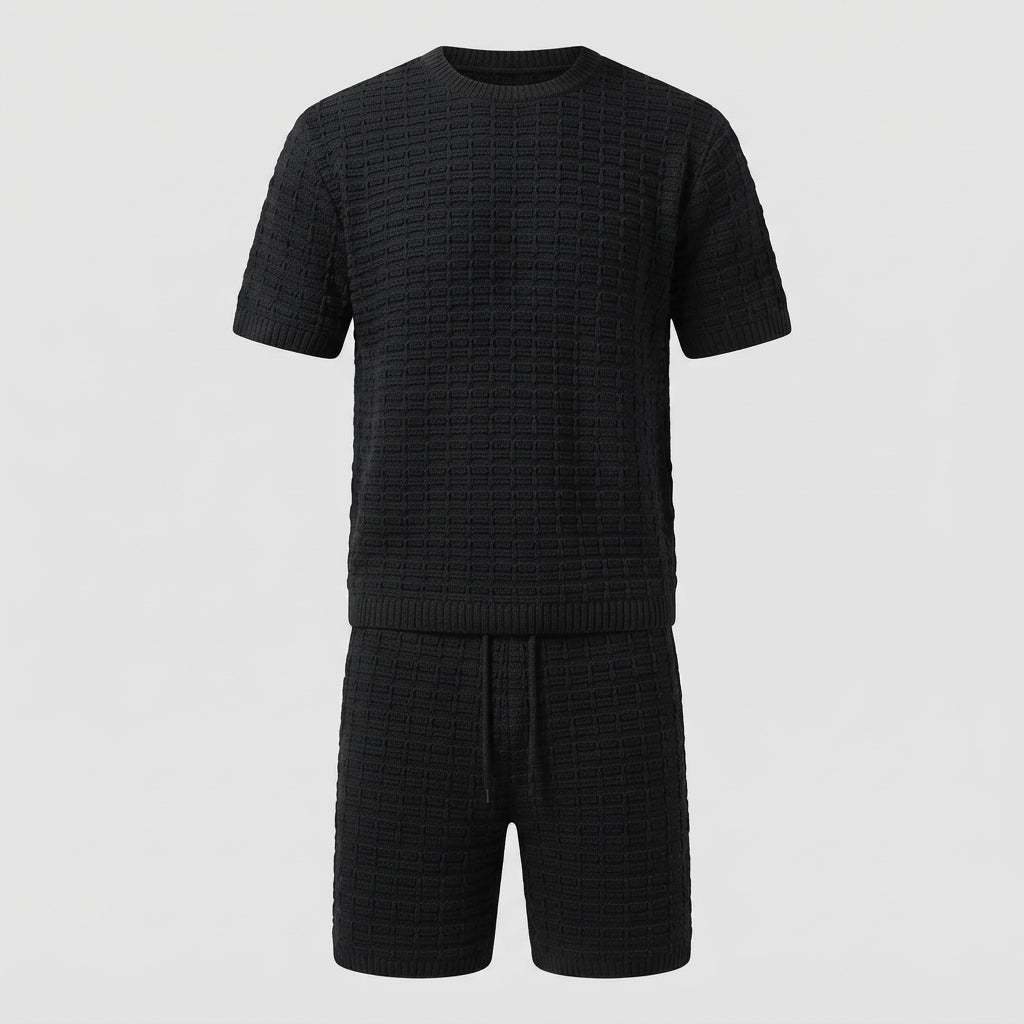 Blake Sutton | Textured Knit Shirt &amp; Shorts Set For Men