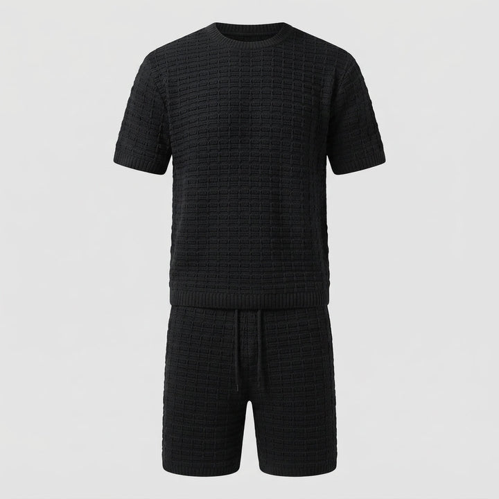 Blake Sutton | Textured Knit Shirt &amp; Shorts Set For Men