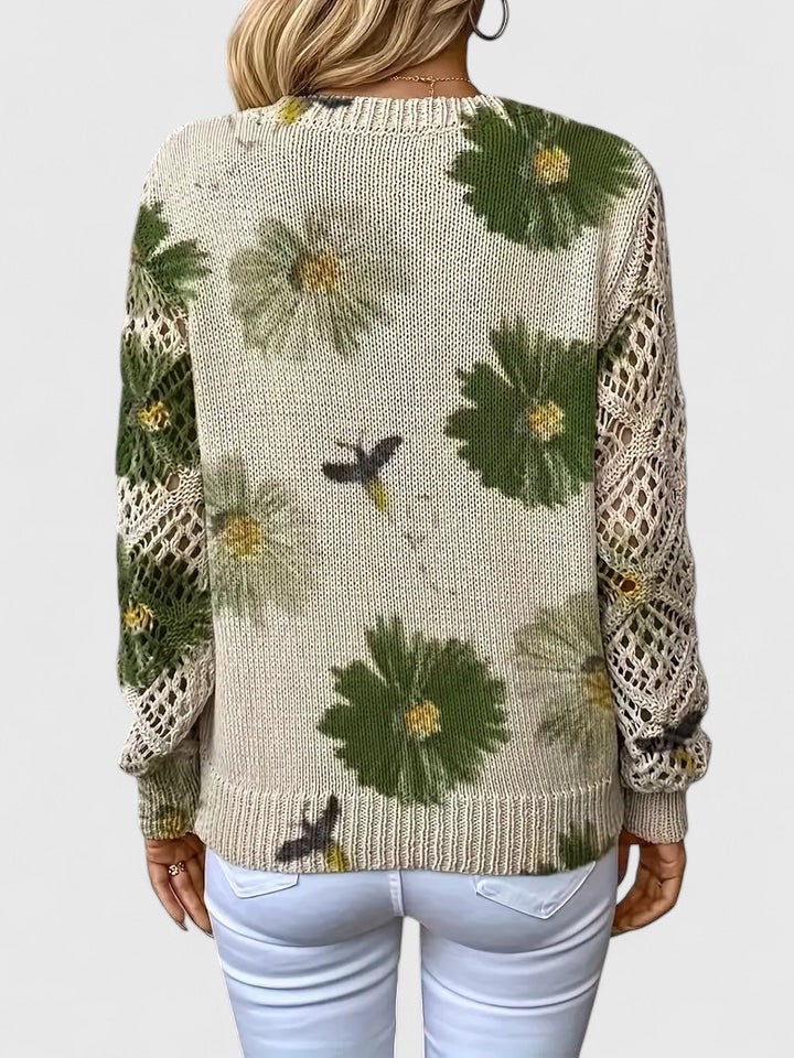 Bonnie | Women’s Floral V-Neck Sweater with Blooms
