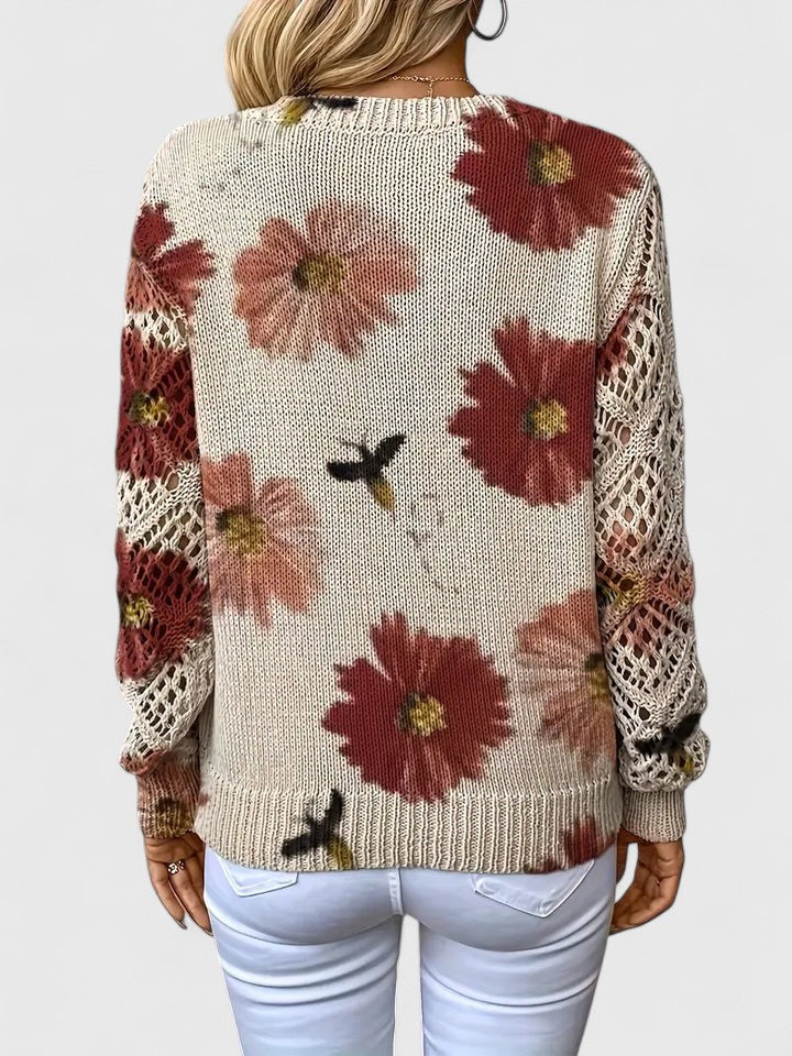 Bonnie | Women’s Floral V-Neck Sweater with Blooms