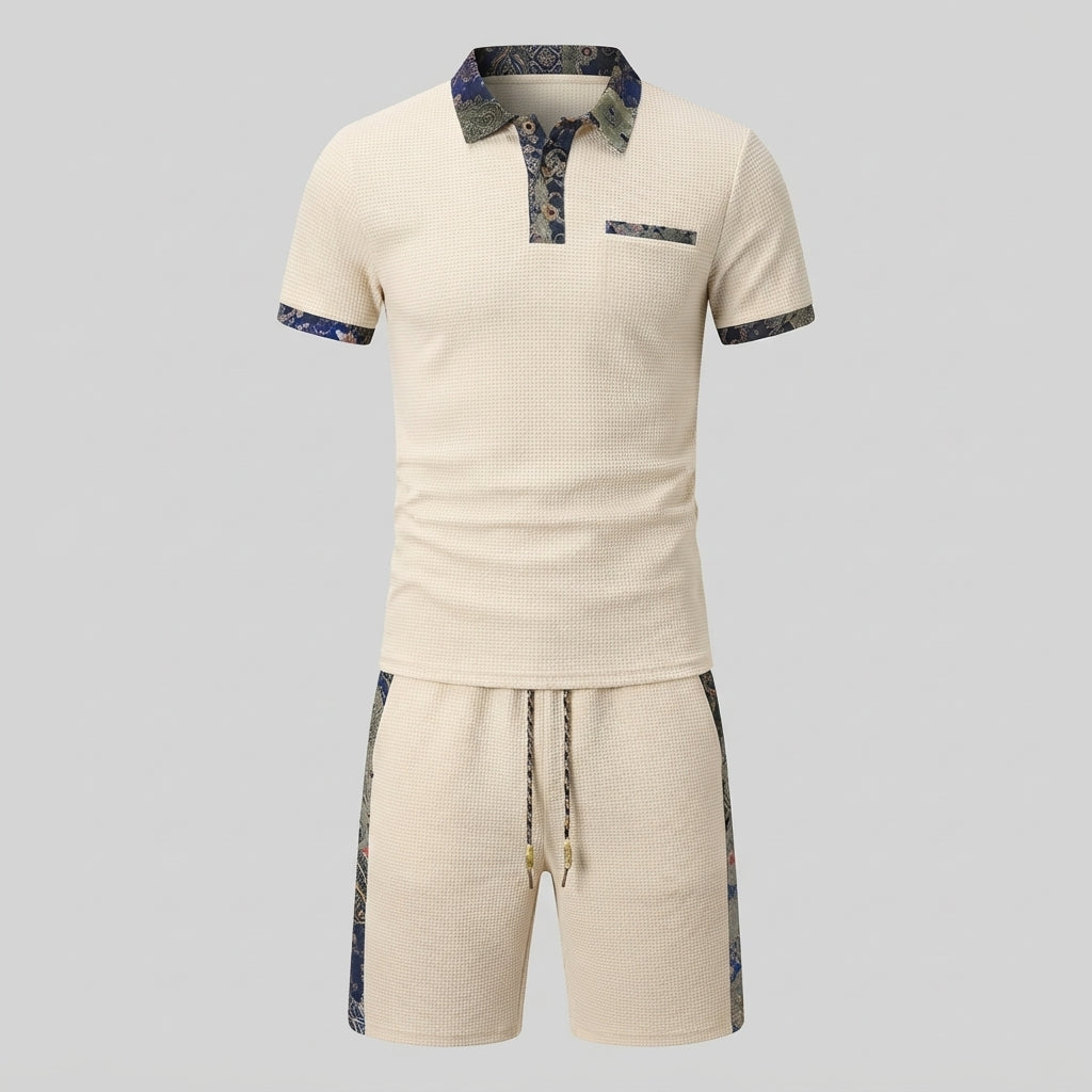 Brayden Foley | Textured Polo Shorts Set For Men