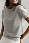 Briony | Women's Ribbed Knit Short Sleeve Sweater