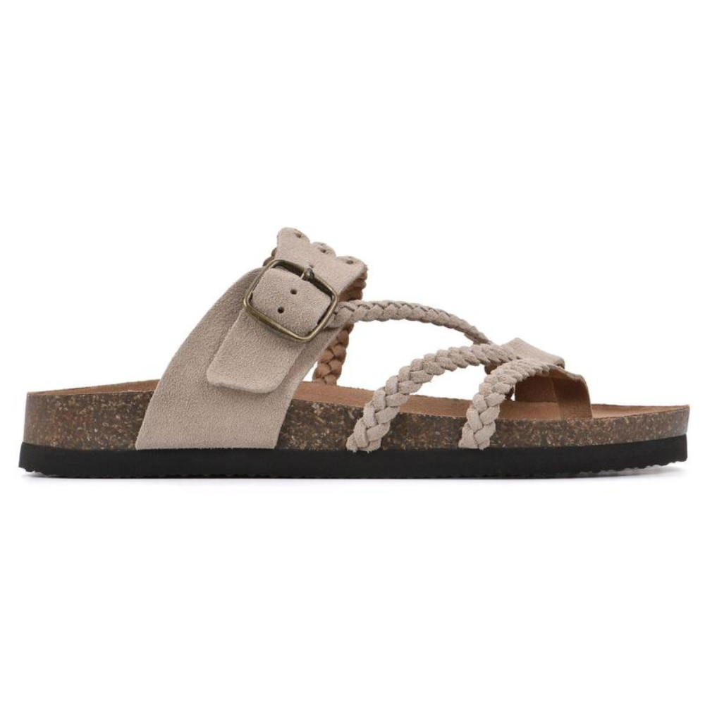 Bronte | Women’s Braided Buckle Sandals with Cork Footbed